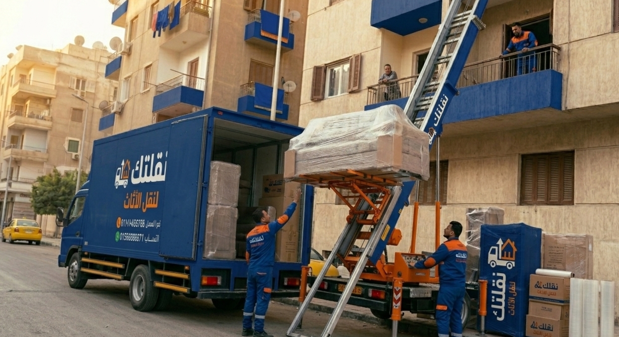 ونش هيدروليكي وسيارات شركة نقلتك لنقل الأثاث